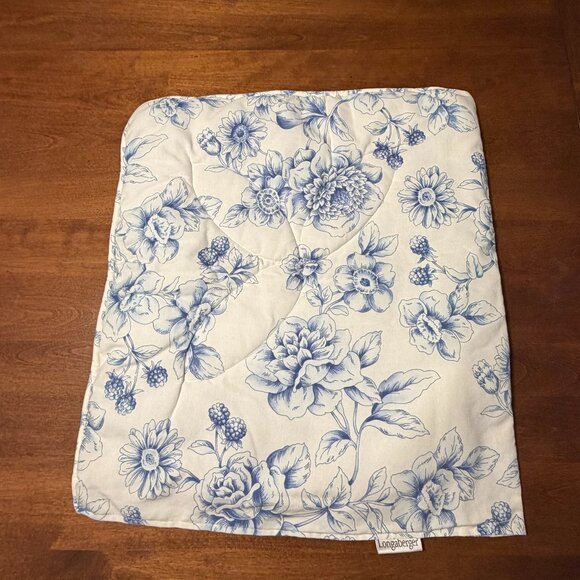Longaberger basket liner blue white floral quilted toile "cottage trellis" - Picture 1 of 5